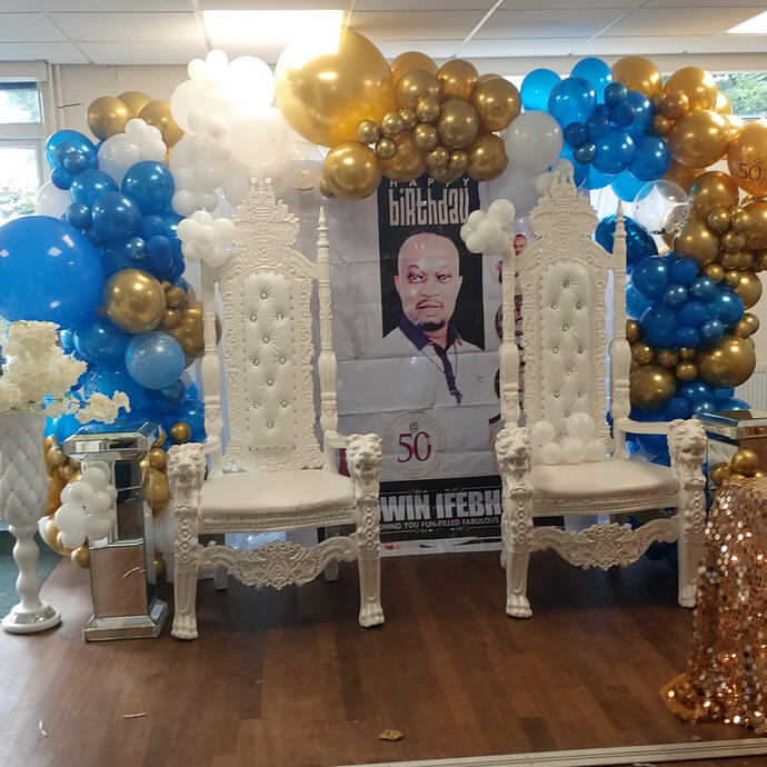 Beautiful blue balloons with hints of gold π